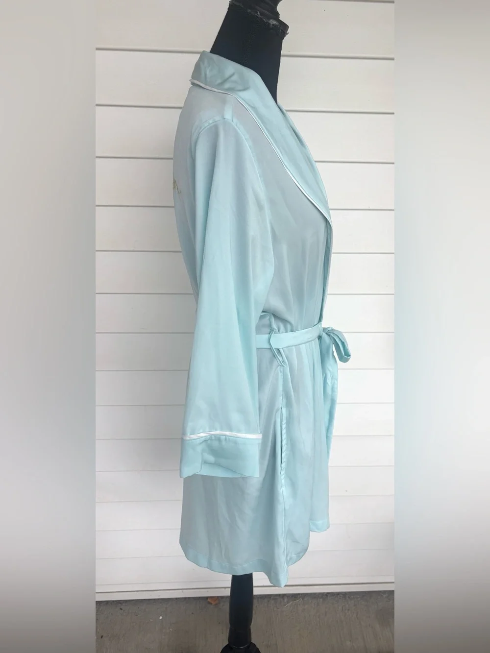 kate spade Light blue Satin 'Happily Ever After' Robe bridal wedding medium